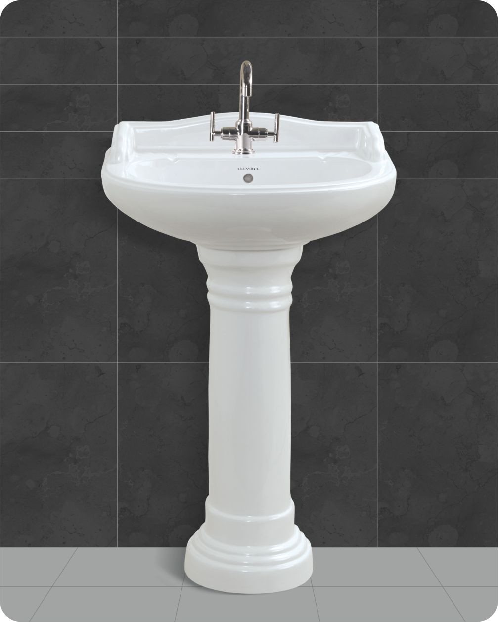 Buy Belmonte Ceramic U Shape Pedestal Wash Basin Vinus 23 x 19 Inch...