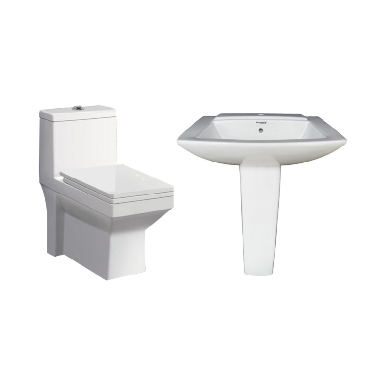 Combo of Belmonte Water Closet Ripone with Altis Pedestal Wash Basin - White