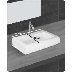 Belmonte Table Top Wash Basin Book 22 Inch X 16 Inch - White