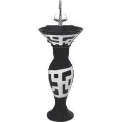 Belmonte Designer Pedestal Wash Basin Dolphin 31 Color - White & Black