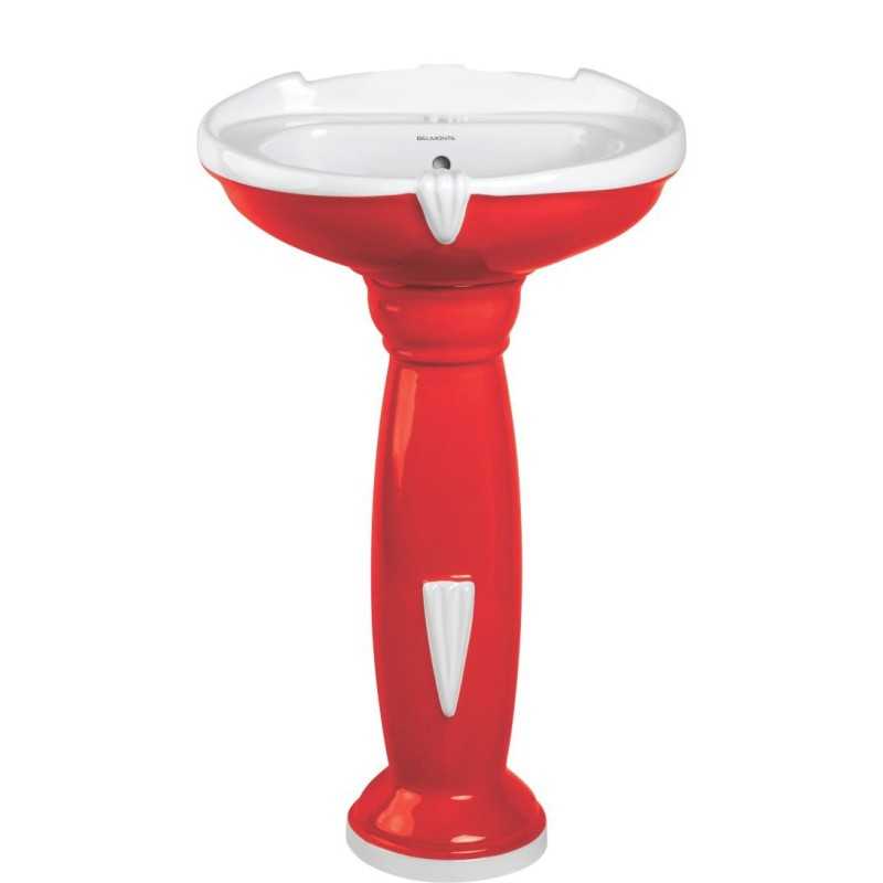 Belmonte Ceramic Double Color Red & White Pedestal Wash Basin - Aishwarya