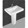 Modern Pedestal Wash Basin Belmonte LCD Set White Ceramic Glossy Finish 26 x 18 x 33 Inch