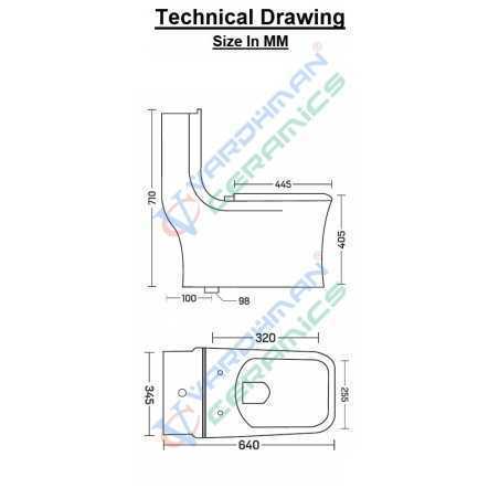 Belmonte S Trap Distance 100mm / 4 Inch One Piece Western Toilet Commode Floor Mounted Battle White