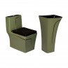 Belmonte Cuba-50 Rimless Commode & Free Standing Wash Basin Combo - Green & Black, Matt Finish