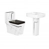 Belmonte Combo Designer Toilet EWC Rimless and Pedestal Wash Basin | Glossy Finish, Random Marble Print