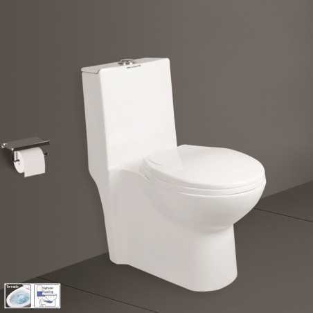 Belmonte Ceramic Floor Mounted Rimless One Piece Western Toilet Retro S Trap 12 Inch White