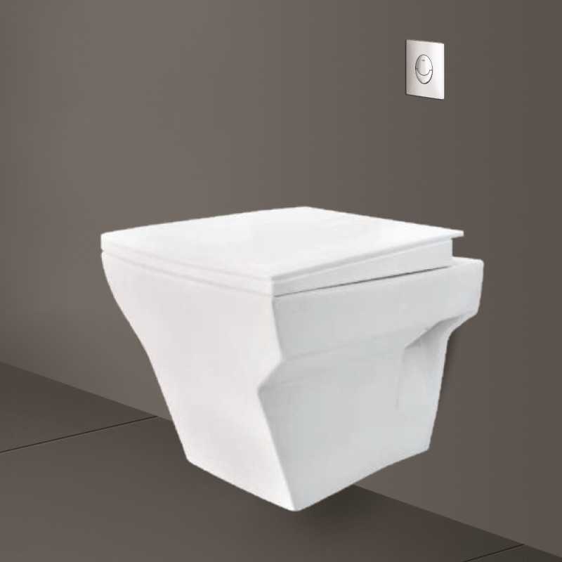 Belmonte Bathroom Toilet Seat / Commode Wall Mounted EWC Square White