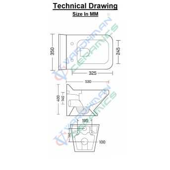 Belmonte Wall Hung Toilet / WC / Commode / Closet for Bathroom Crystal White