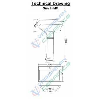 Buy Belmonte Ceramic Pedestal Wash Basin Rectangle Shape Battle 25 ...