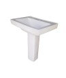 Modern Pedestal Wash Basin Belmonte LCD Set White Ceramic Glossy Finish 26 x 18 x 33 Inch