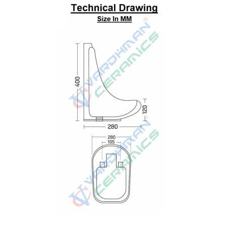 Belmonte Small Urinal - White Ceramic Wall Mount Urinal (280x280x400mm)