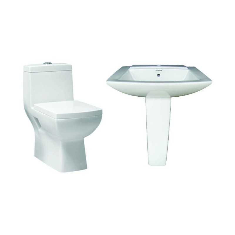 Combo of Belmonte Water Closet Square with Altis Pedestal Wash Basin - White