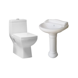 Combo of BM Belmonte Water Closet Square with Vinus Pedestal Wash Basin - White