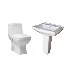 Combo of Belmonte Toilet Seat Square S Trap with Sofia Pedestal Wash Basin - Ivory