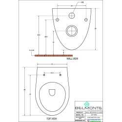 Belmonte Wall Hung Water Closet Mini - Ivory Dimensions