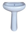 Pedestal Wash Basin Belmonte Cera Set White Ceramic Glossy Finish U Shape 22 x 17 x 35 Inch