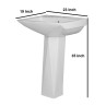 Belmonte Crystal Set Pedestal Wash Basin | Wall Mount | Ceramic | Glossy Finish