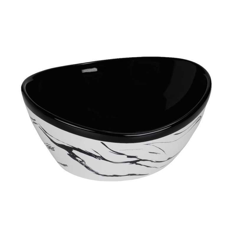 Belmonte Designer Table Top Wash Basin - White & Black, Glossy Finish, WOIZER-16