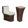 Belmonte Wooden Finish Western Toilet Designer One-Piece & Standing Wash Basin Combo, Multi Color