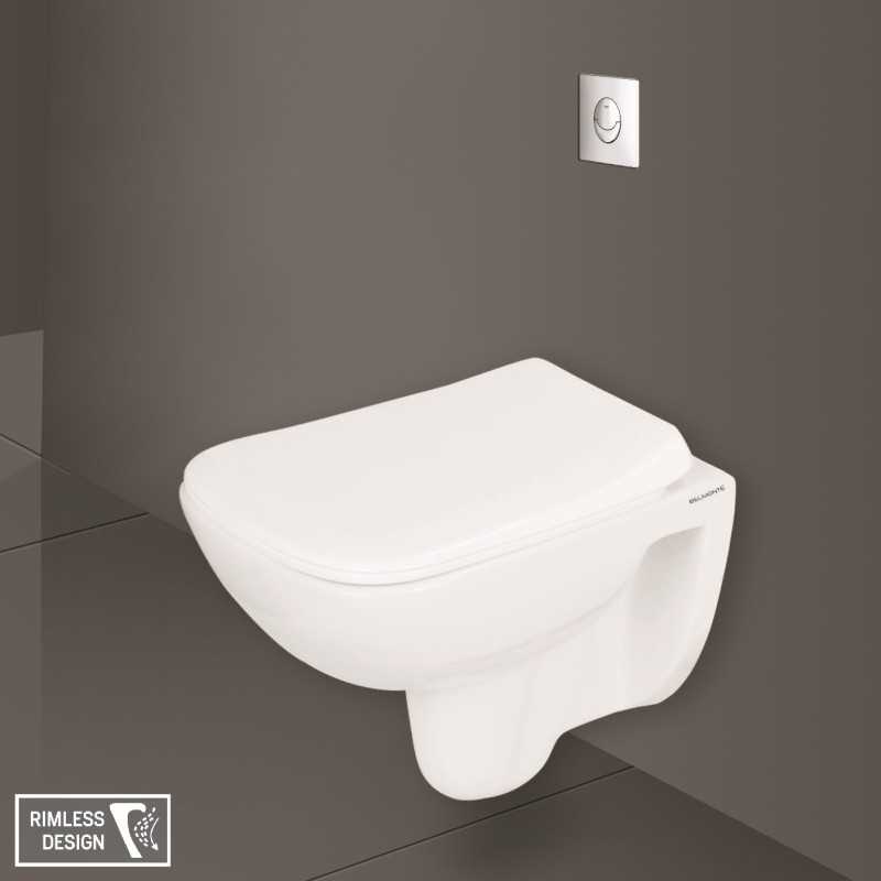Belmonte Rimless Ceramic Wall Mounted Toilet Wall Hung Commode New Cera White
