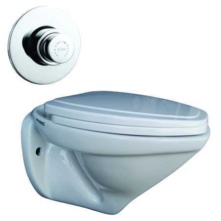 Belmonte Wall Hung Water Closet Cansil With Flush Valve & Soft Close Seat Cover - Ivory