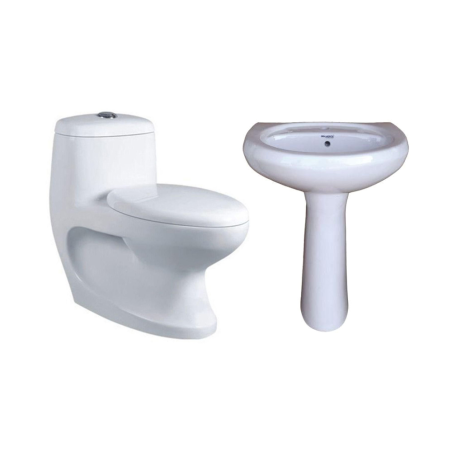 Belmonte One Piece Water Closet Cally S Trap With Cera Pedestal Wash Basin - White