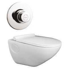 Belmonte Wall Hung Water Closet Titan With Flush Valve & Soft Close Seat Cover - White