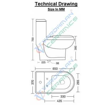 Belmonte Floor Mounted S Trap 225mm / 9 Inch Western Water Closet Toilet Cardin White