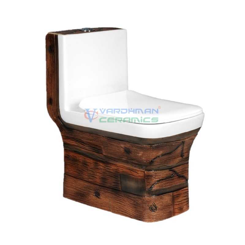 Belmonte Designer One-Piece Water Closet BATTLE-OP-03 - Glossy Wooden Finish