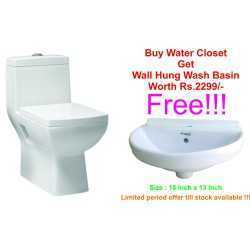 Belmonte One Piece Water Closet Square S Trap With Wall Hung Basin Jonca White