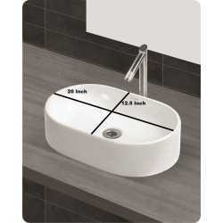 Belmonte Table Top Wash Basin Capsul 20 Inch X 12.50 Inch - Ivory