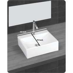 Belmonte Table Top Wash Basin Casanova 18 Inch X 15 Inch - White