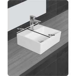 Belmonte Wall Hung cum Table Top Wash Basin Minova - White