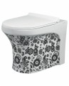 Belmonte Ceramic Floor Mounted European Water Closet/EWC Retro S Trap 100mm / 4 Inch 53cm x 36cm x 40cm Printed White