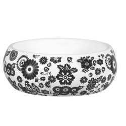 Belmonte Ceramic Designer Table Top Wash Basin 41cm x 41cm x 15cm Retro Printed White