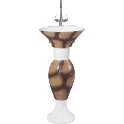 Belmonte Designer Pedestal Wash Basin Dolphin 18 Color - Brown & White