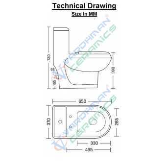 Belmonte Floor Mounted Western Commode Water Closet Toilet P Trap Cardin White