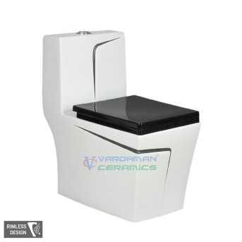 "Shop Belmonte Designer One-Piece Toilet | White & Black | Glossy Finish"