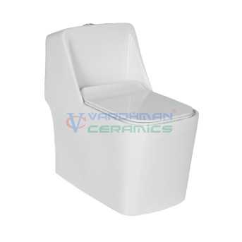 Belmonte One Piece Rimless Flushing Toilet, S-Trap Outlet on Floor, 225mm/9inch Trap Distance - White