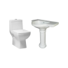 Combo of BM Belmonte Western Commode Square with Counter Pedestal Wash Basin - Ivory