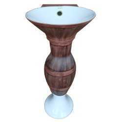 Belmonte Designer Pedestal Wash Basin Dolphin 03 Color - Wooden & White