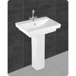 Belmonte Ceramic Pedestal Wash Basin Rectangle Shape Casa 24 x 16 Inch White