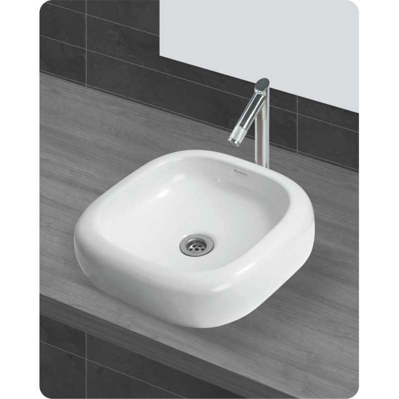 Belmonte Table Top Wash Basin Slash 16 Inch X 16 Inch - White