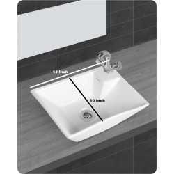 Belmonte Table Top Wash Basin Jex 14 Inch X 10 Inch - Ivory