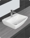 Belmonte Ceramics Table Top cum Wall Hung Wash Basin Volvo Glossy Finish 18 x 14 x 6 Inch White