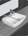 Belmonte Ceramics Table Top cum Wall Hung Wash Basin Volvo Glossy Finish 18 x 14 x 6 Inch Ivory