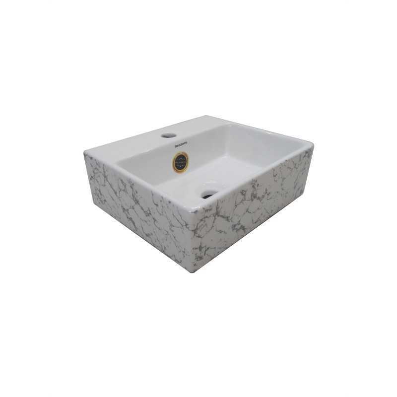 Belmonte Designer Color Table Top / Wall Mount Wash Basin for Bathroom Minova-04 White Grey