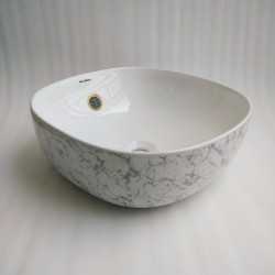 Buy Belmonte Ceramic Designer Table Top Wash Basin White Grey Color...