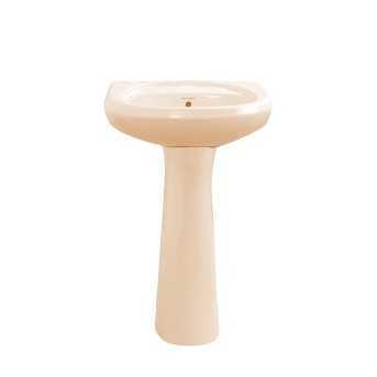 Belmonte Cera Set Ivory Pedestal Wash Basin - Wall Mount, Ceramic, Glossy Finish, U Shape - 22x17x35 Inch