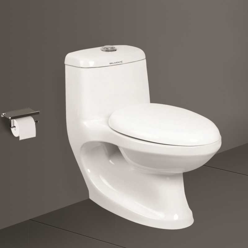 Belmonte S Trap 225mm / 9 Inch Floor Mounted One Piece Toilet Western Commode Cally White